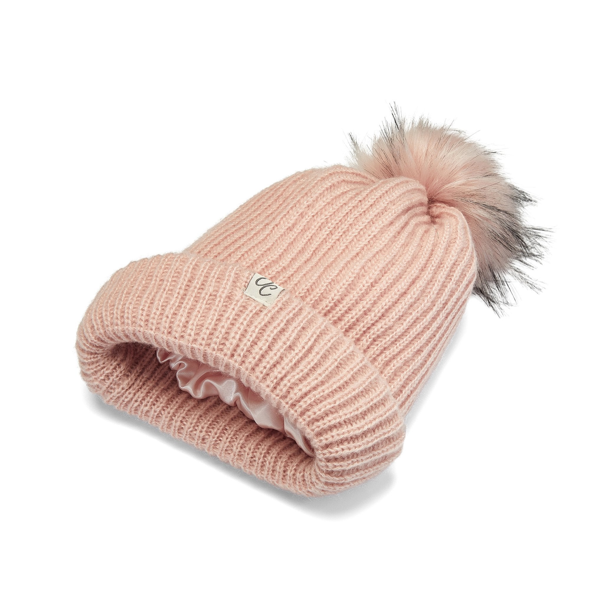 Only Curls Satin Lined Beanie Hats with Pom Pom Cornwall Curl